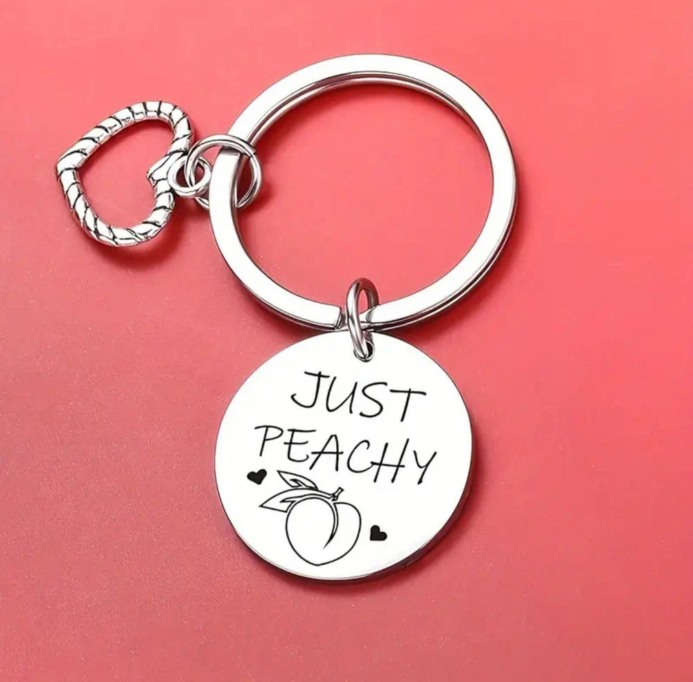 3/$25 Just Peachy Stainless Steel Keychain NEW